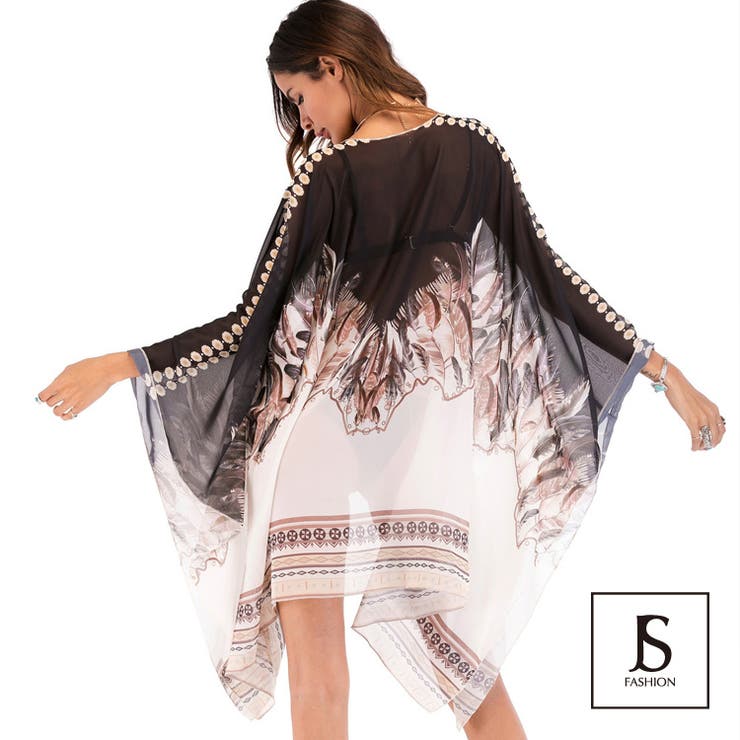 ビーチウェア ビーチガウン 羽プリント 品番 Jsfw Js Fashion ジェーエスファッション のレディースファッション通販 Shoplist ショップリスト