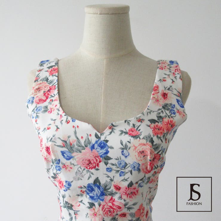 2色展開♥花柄ノースリーブミニワンピース/追跡有 4slp26.jpg