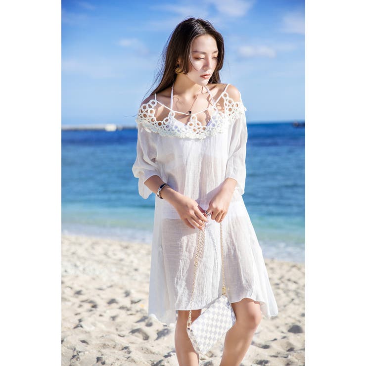 ビーチウェア 水着の上に着るビーチワンピース ビーチガウン[品番：JSFW0006023]｜JS FASHION（ジェーエスファッション）の