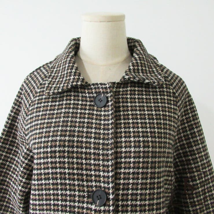 ロングコート チェック柄 ステンカラー[品番：JSFW0006256]｜JS
