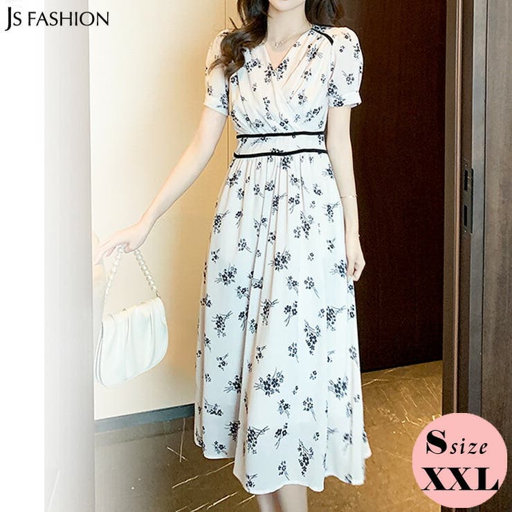 花柄 ワンピース シフォン[品番：JSFW0010658]｜JS FASHION