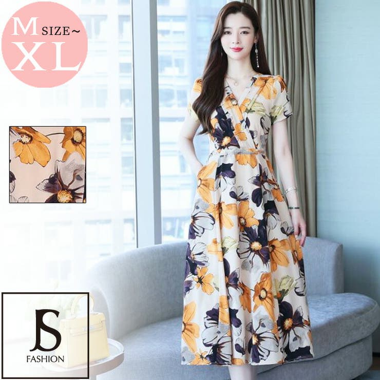 花柄 ワンピース Aライン[品番：JSFW0009562]｜JS FASHION