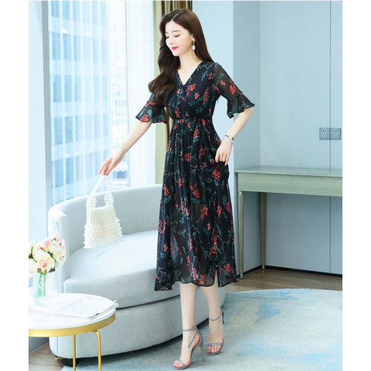 花柄 ワンピース 全2色[品番：JSFW0010568]｜JS FASHION（ジェー