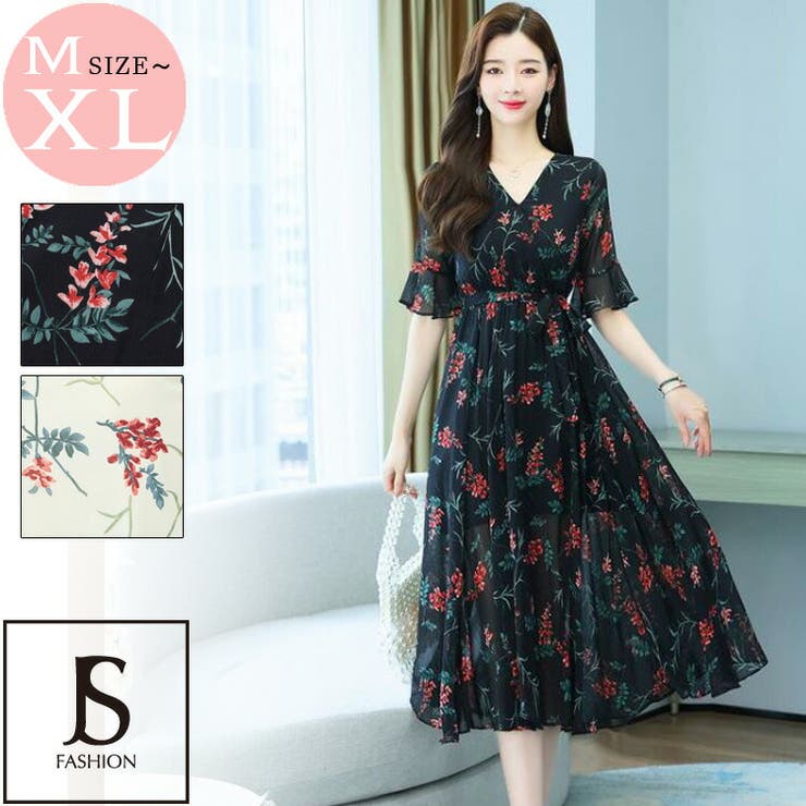 花柄 ワンピース 全2色[品番：JSFW0010568]｜JS FASHION（ジェー