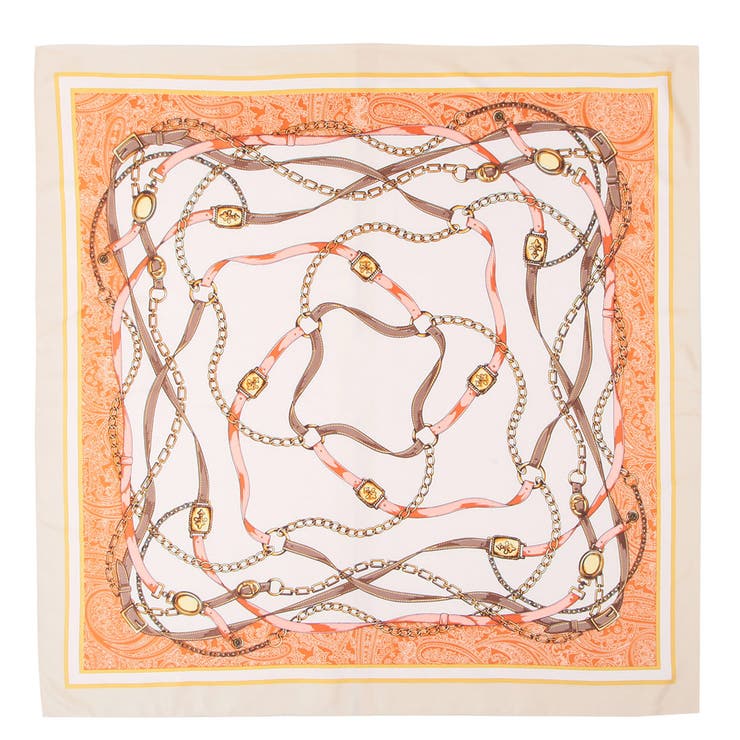 【M】 | 90x90cmサイズ ヴィンテージ風サテン生地スカーフ | JULIA BOUTIQUE