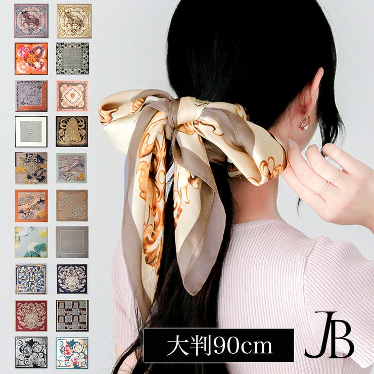 90x90cmサイズ ヴィンテージ風サテン生地スカーフ | JULIA BOUTIQUE | 詳細画像1 