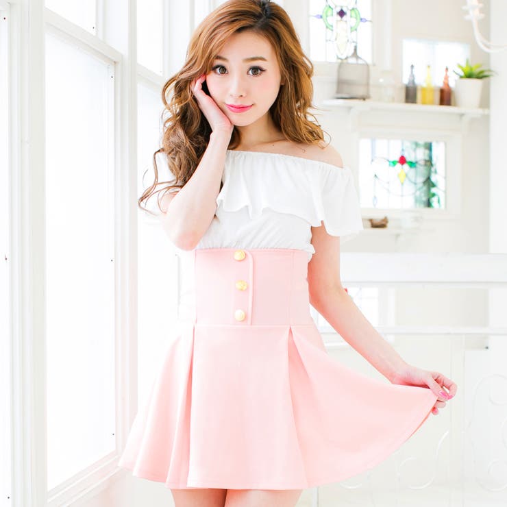 春夏]可愛く魅せる愛され美くびれシルエット!!GOLDボタンハイウエスト