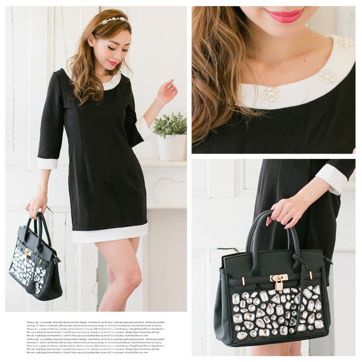 知的な色気を魅せる大人Ladyデザイン♪パール付きバイカラーパイピングワンピース… | JULIA BOUTIQUE | 詳細画像6 