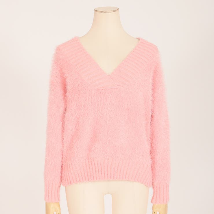 大人可愛い♪ふわふわニット!!ピンクモヘア調ニットチュニック