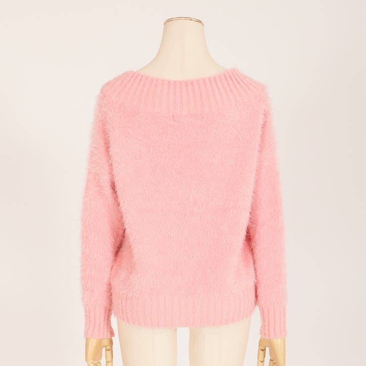 大人可愛い♪ふわふわニット!!ピンクモヘア調ニットチュニック