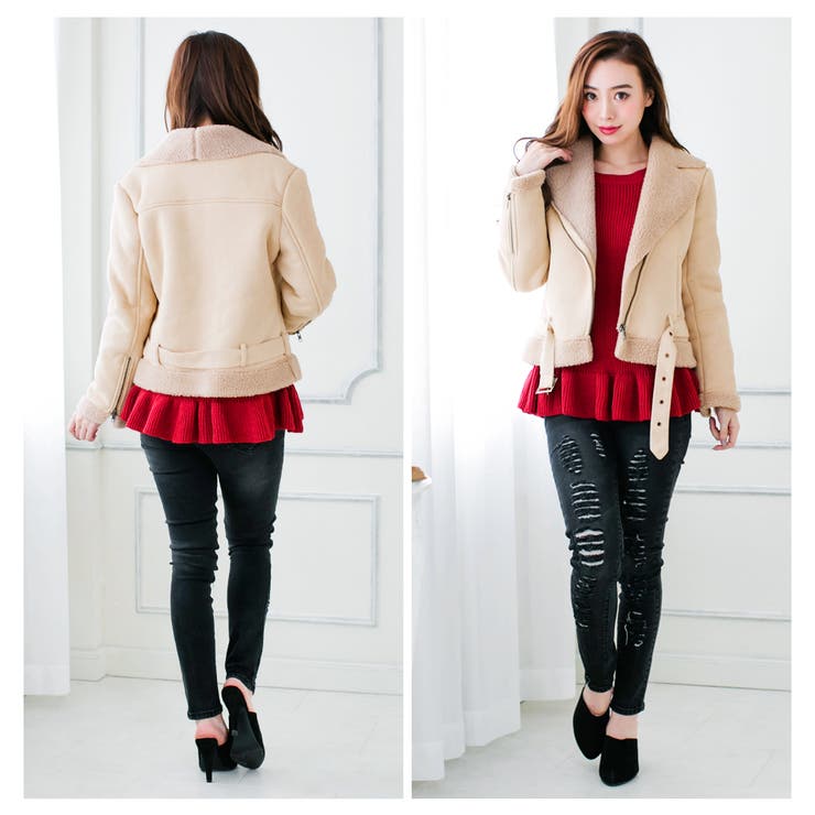 内側は全面ボア!!手放せなくなるあったかさ♪フェイクムートンライダースジャケット… | JULIA BOUTIQUE | 詳細画像13 