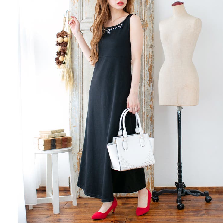 簡単におしゃ見えが出来る楽カワワンピ♪ビジュー付きノースリーブマキシワンピース … | JULIA BOUTIQUE | 詳細画像18 