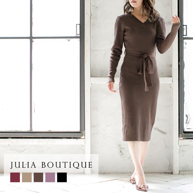 ウエストマークリブニットワンピース  | JULIA BOUTIQUE | 詳細画像1 