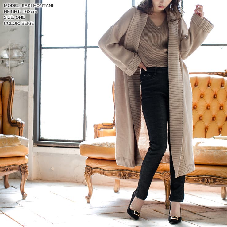 折り返しデザインロングニットカーディガン 品番 Ba Julia Boutique ジュリアブティック のレディースファッション通販 Shoplist ショップリスト