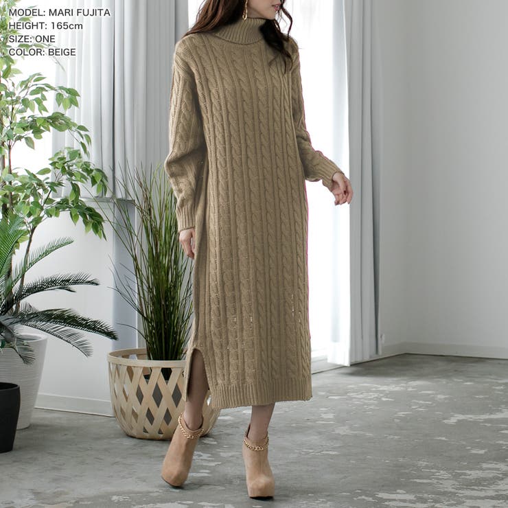 ケーブル編みロングニットワンピース [品番：BA000004702]｜JULIA  BOUTIQUE（ジュリアブティック）のレディースファッション通販｜SHOPLIST（ショップリスト）