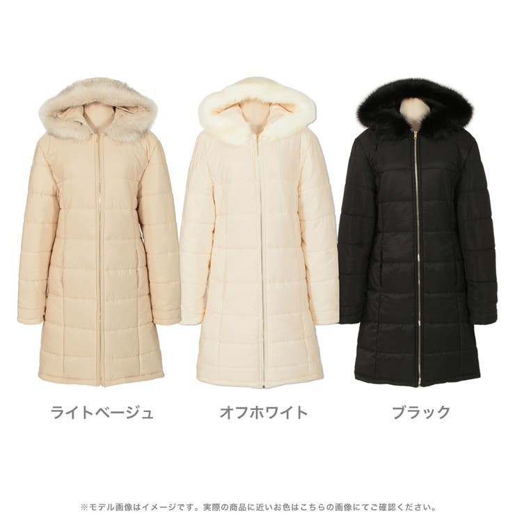 フード付き中綿ダウン風ロングコート [品番：BA000004749