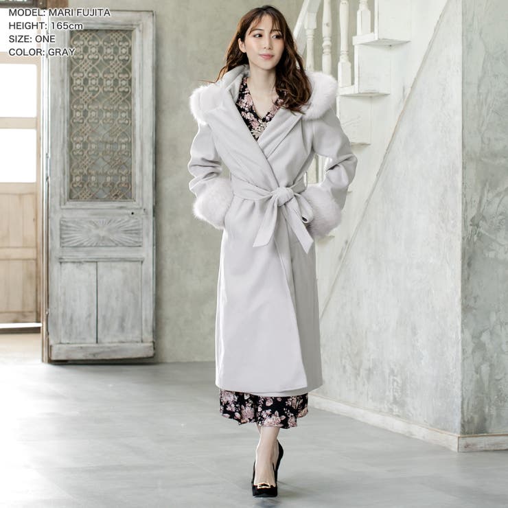 フード付フェイクファーロングコートガウンコート  | JULIA BOUTIQUE | 詳細画像6 