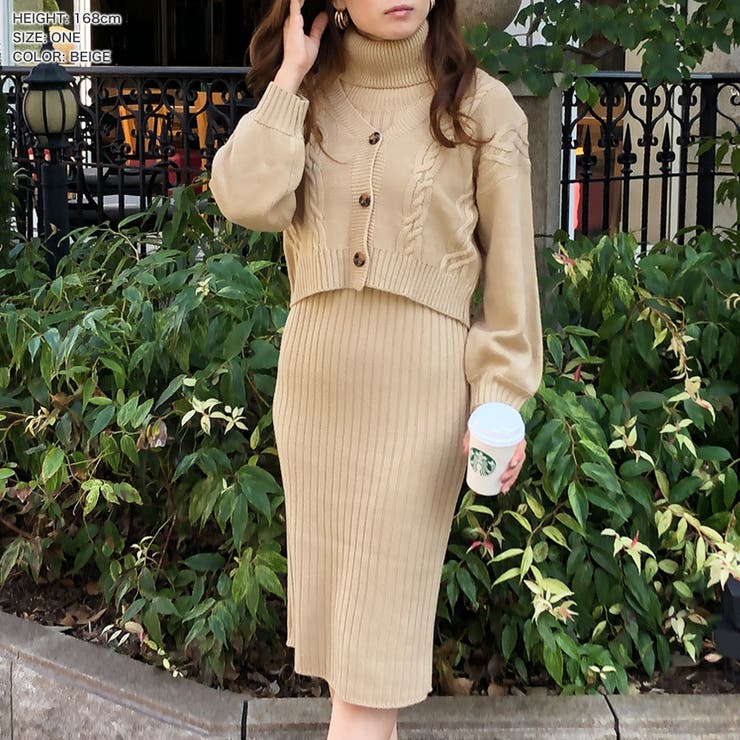 ケーブル編みカーディガン タートルネックワンピースセットアップ 品番 Ba Julia Boutique ジュリアブティック のレディースファッション通販 Shoplist ショップリスト