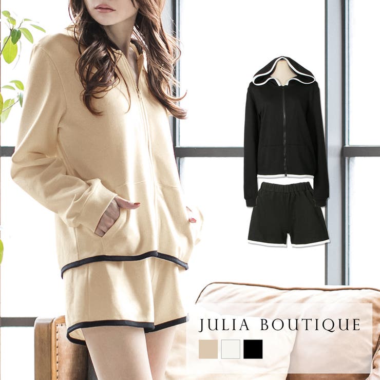 パイピングパーカー ショートパンツルームウェア セットアップ 品番 Ba Julia Boutique ジュリアブティック のレディースファッション通販 Shoplist ショップリスト