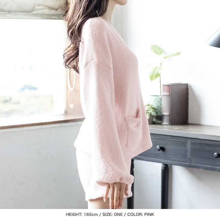 もこもこカーディガン+ショートパンツセットアップ [品番：BA000004958