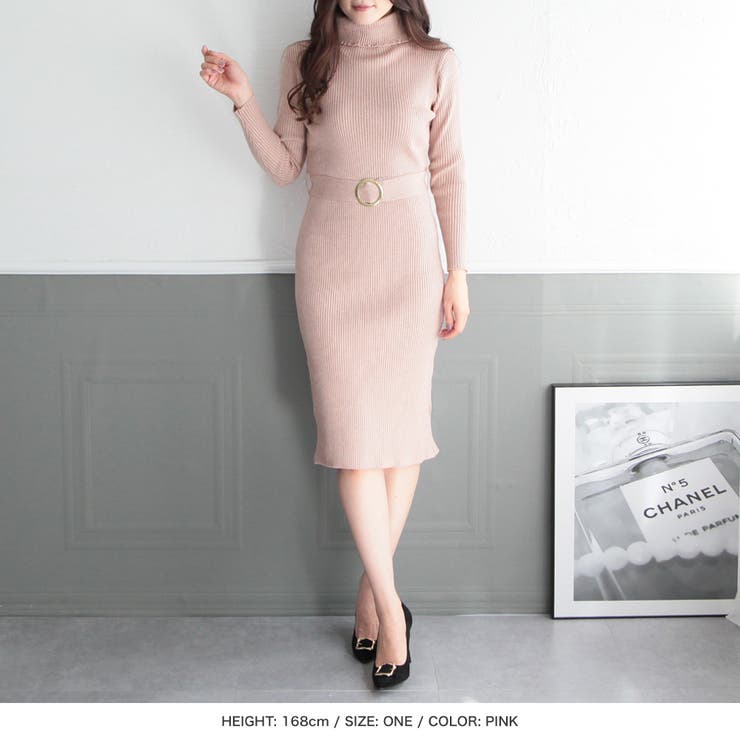 ベルト付きタートルネックタイトニットワンピース [品番：BA000005049]｜JULIA  BOUTIQUE（ジュリアブティック）のレディースファッション通販｜SHOPLIST（ショップリスト）