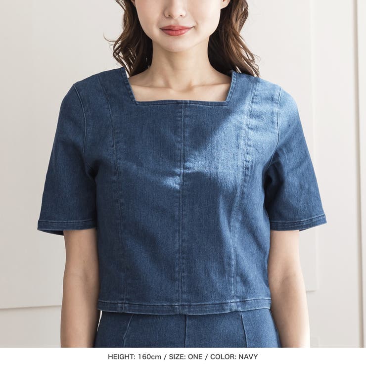 スクエアネックデニムトップス [品番：BA000005132]｜JULIA
