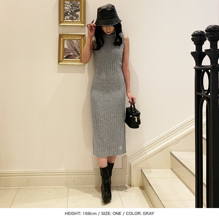 タートルネックロングニットワンピース [品番:BA000005271 タートルネックロングニットワンピース [品番:BA000005271