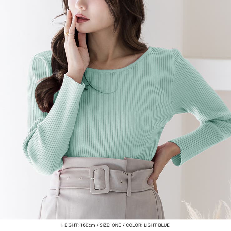 【ライトブルー】 | 前後2WAYネックパーソナルカラーリブニットトップス [22613 レディース | JULIA BOUTIQUE