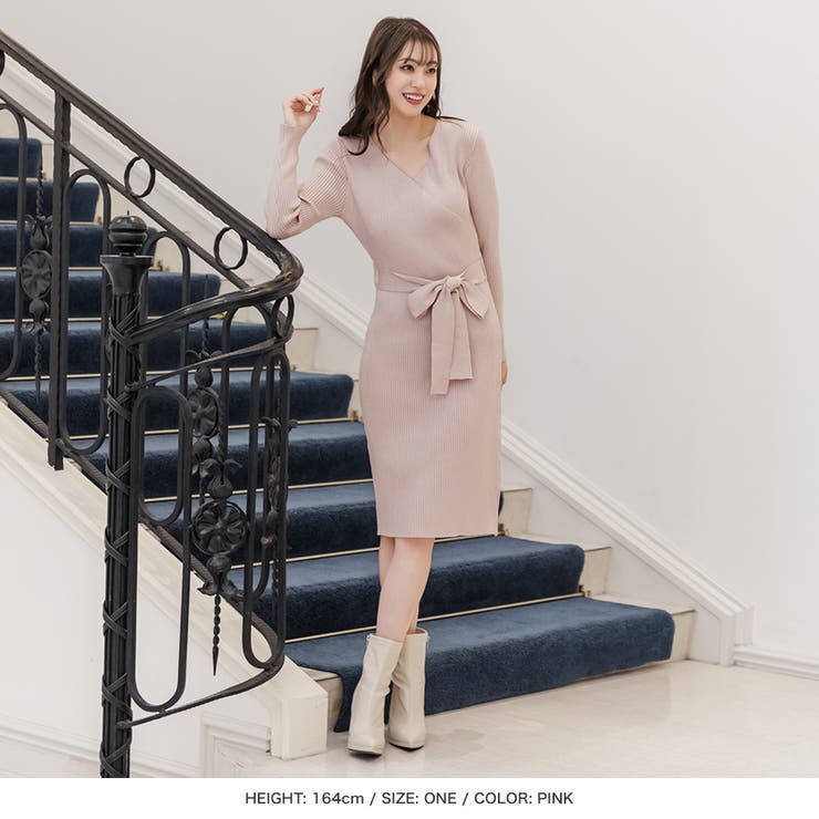 Daiagram ニット　カシュクール　ウエストリボンAラインロングワンピース Daiagram ニット カシュクール ウエストリボンAラインロングワンピース