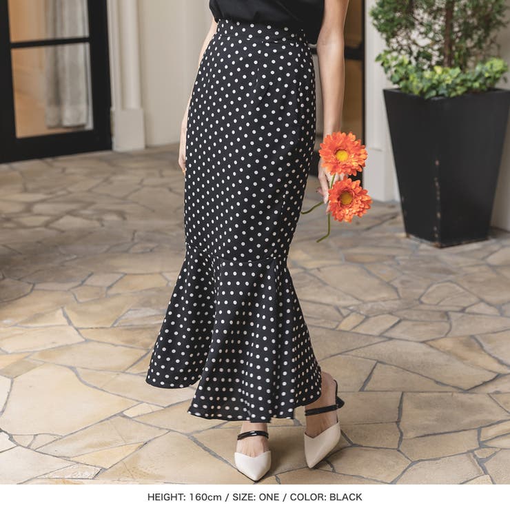 ドット柄マーメイドスカート [品番：BA000005411]｜JULIA