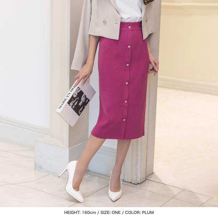 VIVID BOUTIQUE 金ボタン ピンク セットアップ スカート - スカート