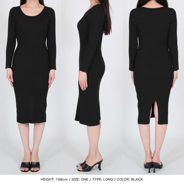 選べる2丈 Uネックタイトニットワンピース[品番：BA000005454]｜JULIA