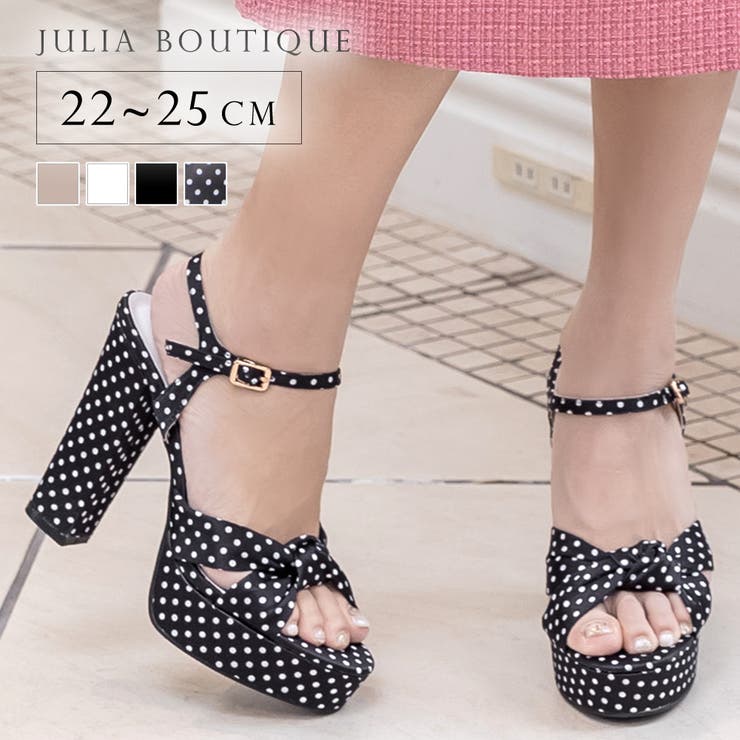 XS～3L ドット柄or無地チャンキーヒールストラップサンダル[品番：BA000005479]｜JULIA  BOUTIQUE（ジュリアブティック）のレディースファッション通販｜SHOPLIST（ショップリスト）