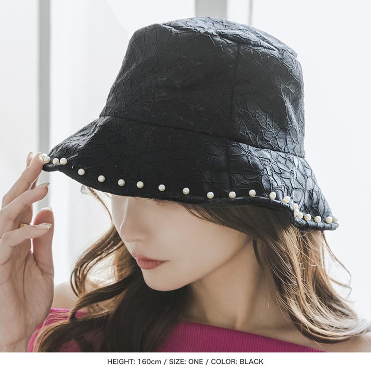 美品♪FOXEY バケットハット パール装飾付き Fサイズ希少品♪ パール付き総レースバケットハット [23115 バケハ[品番：BA000005486