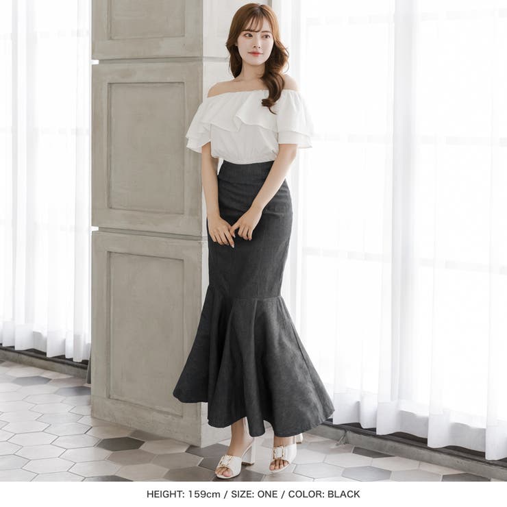 ハイウエストレースアップマーメイドスカート [23127 ロングスカート