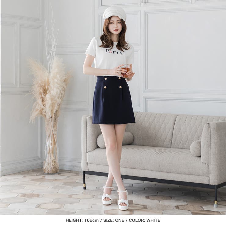 年末のプロモーション Parisロゴ刺繍ニットトップス [品番：BA000005507]｜JULIA トップス