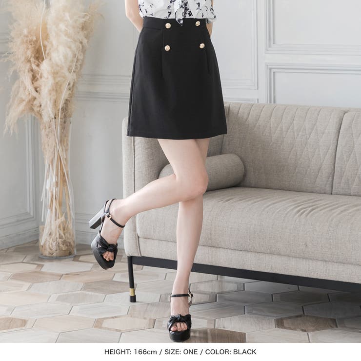 ゴールドボタン付き台形ミニスカート  | JULIA BOUTIQUE | 詳細画像6 