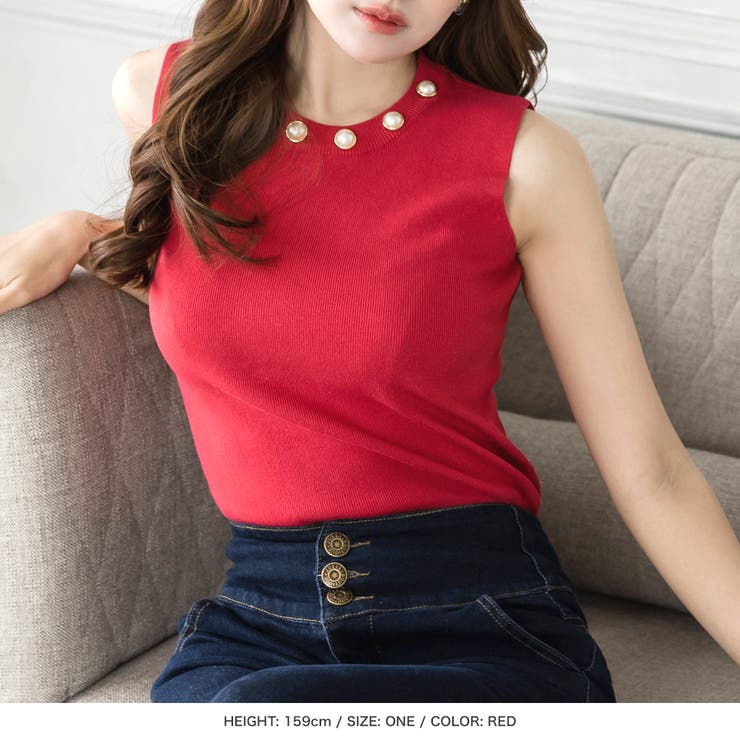 パールネックノースリーブニットトップス [23149 レディース リブ 無地] | JULIA BOUTIQUE | 詳細画像16 