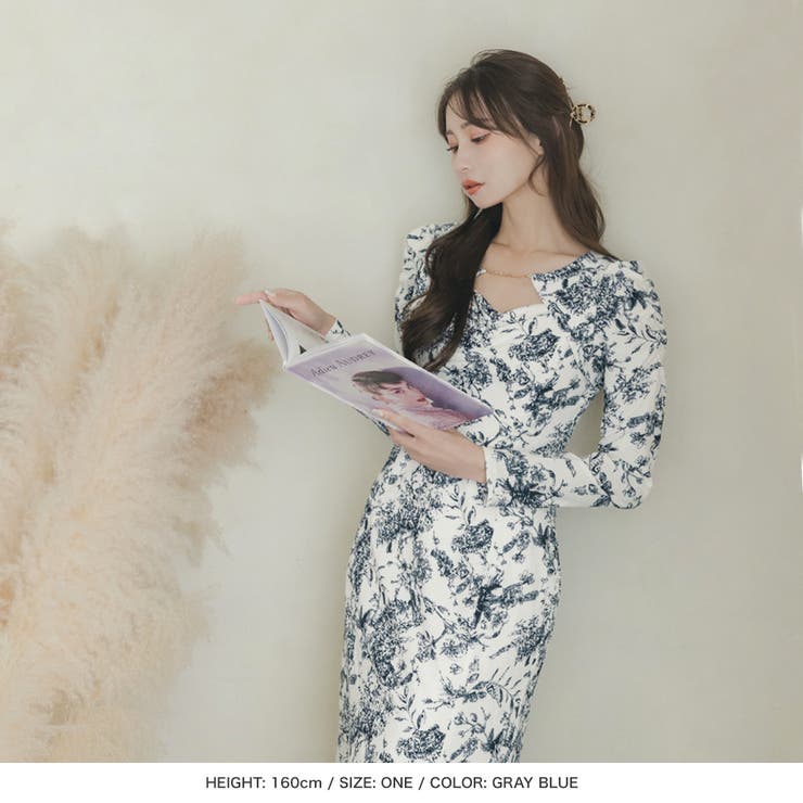 トワルドジュイ柄チェーン付マーメイドワンピース  | JULIA BOUTIQUE | 詳細画像9 