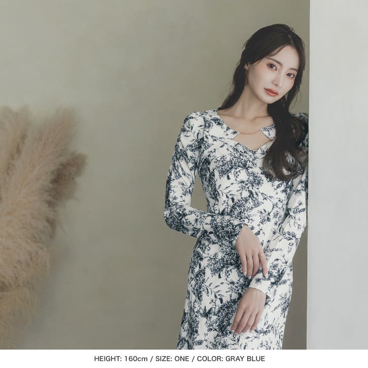 トワルドジュイ柄チェーン付マーメイドワンピース  | JULIA BOUTIQUE | 詳細画像10 