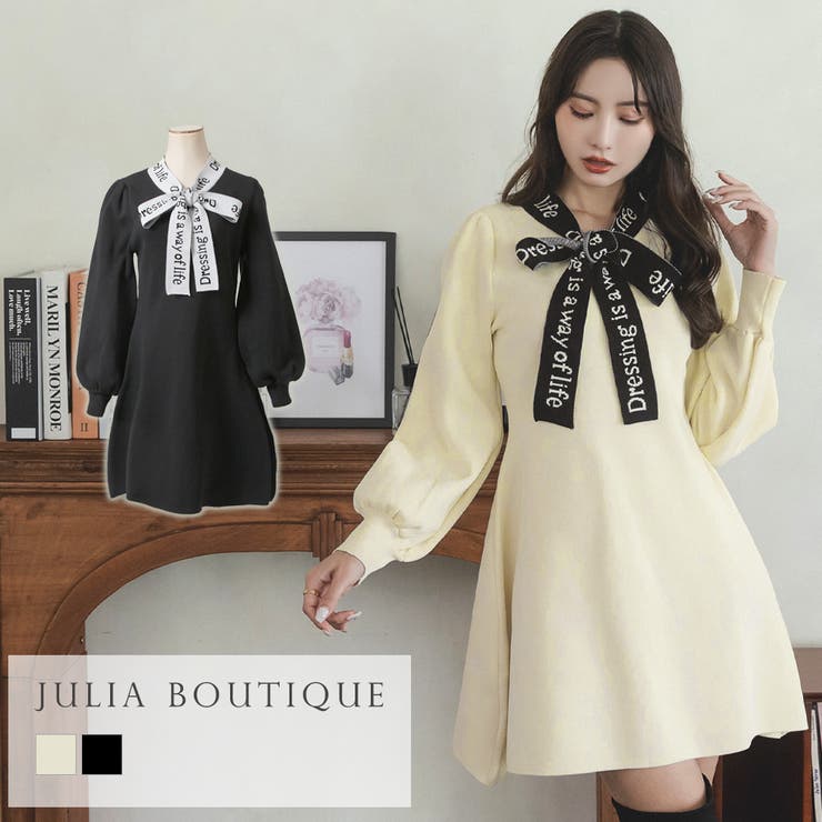 ロゴリボンミニニットワンピース/23525[品番：BA000005590]｜JULIA