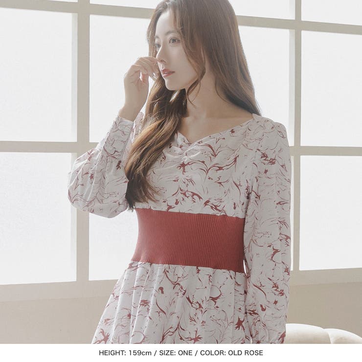 ラインフラワー柄ウエストリブフレアワンピース/23564 | JULIA BOUTIQUE | 詳細画像12 