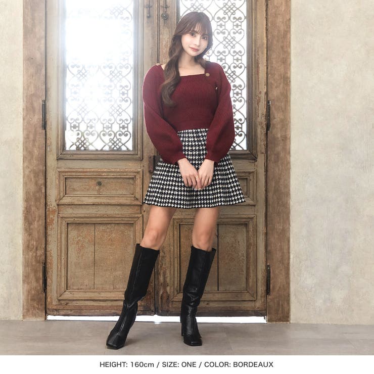 ジュリアブティック JULIA BOUTIQUE ボタン付きバルーンスリーブニットトップス/23591 （Black） ジュリアブティック JULIA BOUTIQUE ボタン付きバルーンスリーブ