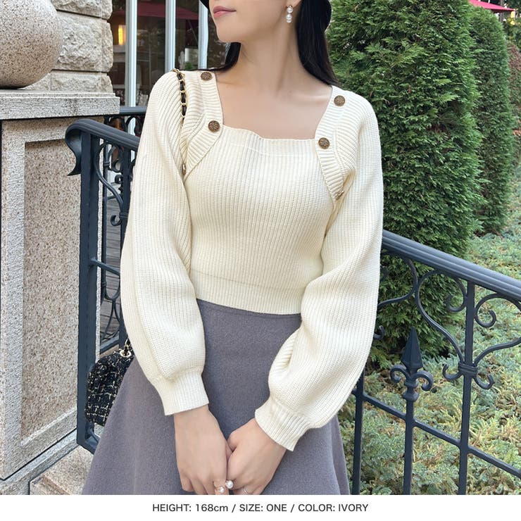 ボタン付きバルーンスリーブニットトップス [23591 長袖 | JULIA BOUTIQUE | 詳細画像18 