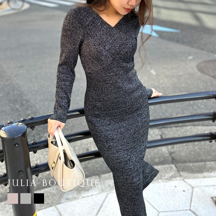 フロントクロスラメニットワンピース  | JULIA BOUTIQUE | 詳細画像1 