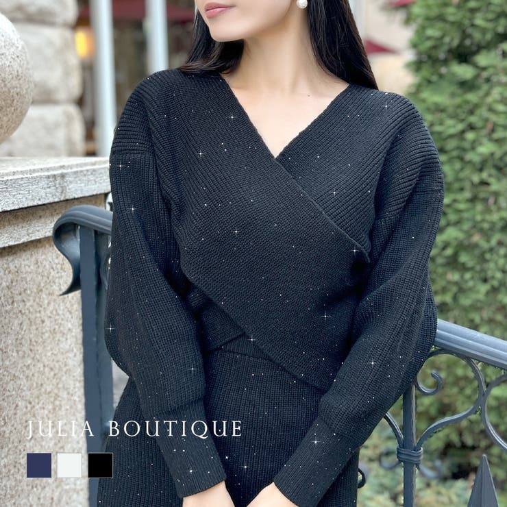 スパングルカシュクールニットトップス  | JULIA BOUTIQUE | 詳細画像1 