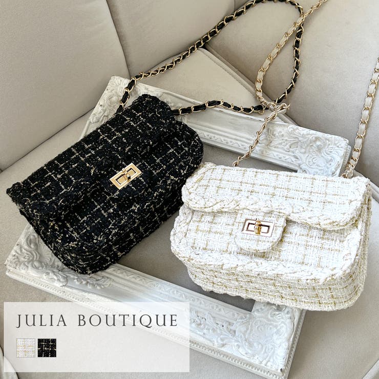 非売品　ホワイトボックスバッグ、ショルダーバッグ ツイードパーティーバッグ ツイードデザインチェーンショルダーミニバッグ/23609[品番