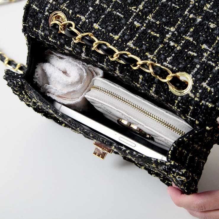 ツイードデザインチェーンショルダーミニバッグ/23609[品番
