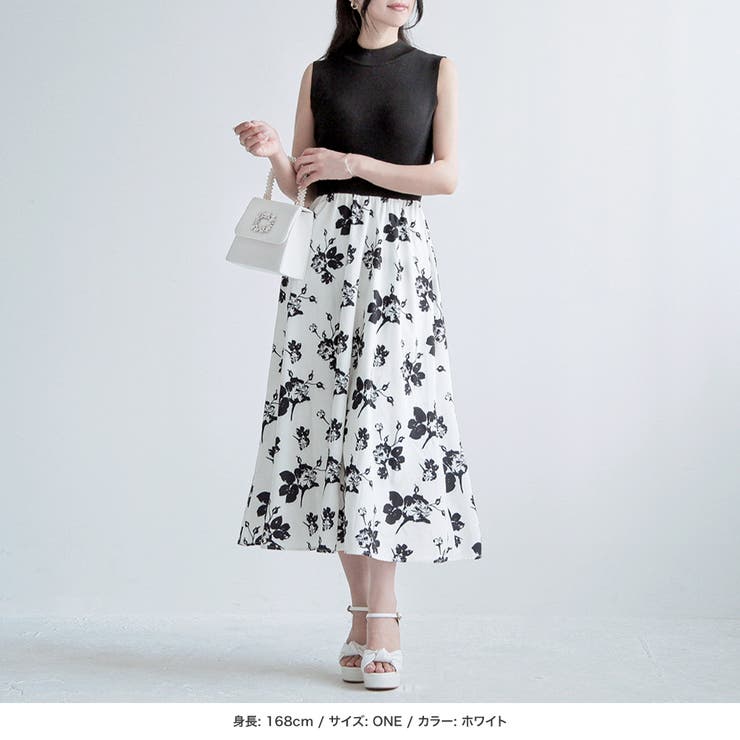 ニットドッキング花柄ワンピース [品番：BA000005755]｜JULIA
