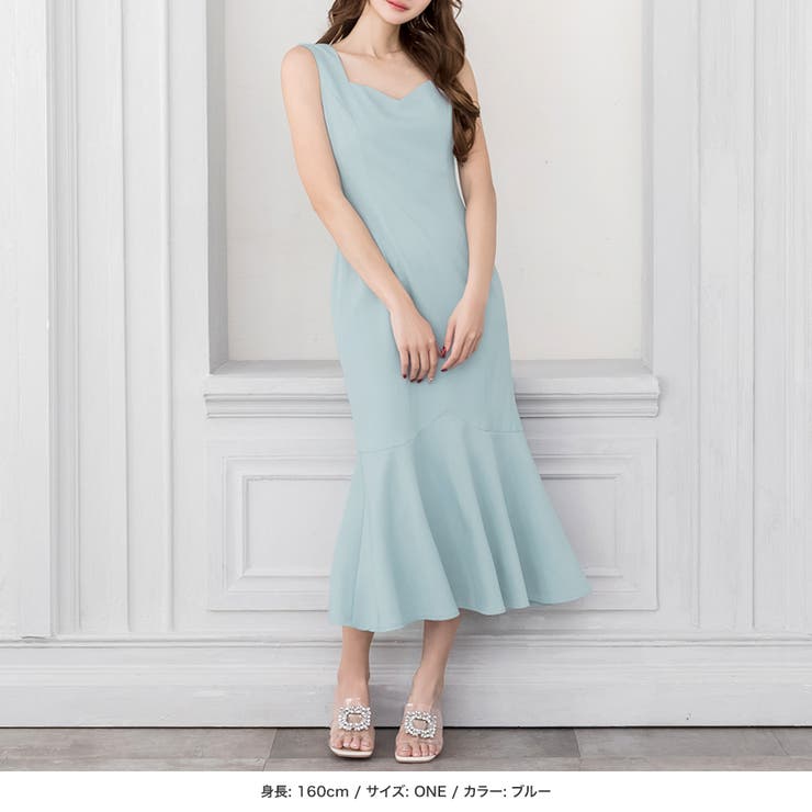 【ブルー】 | ハートネックマーメイドワンピース [24061 ノースリーブ | JULIA BOUTIQUE